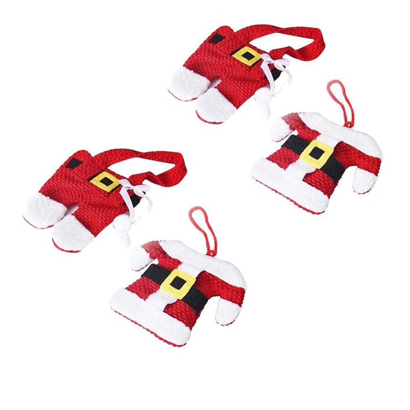 Christmas Cutlery Holder Set – Santa Suit Table Decor