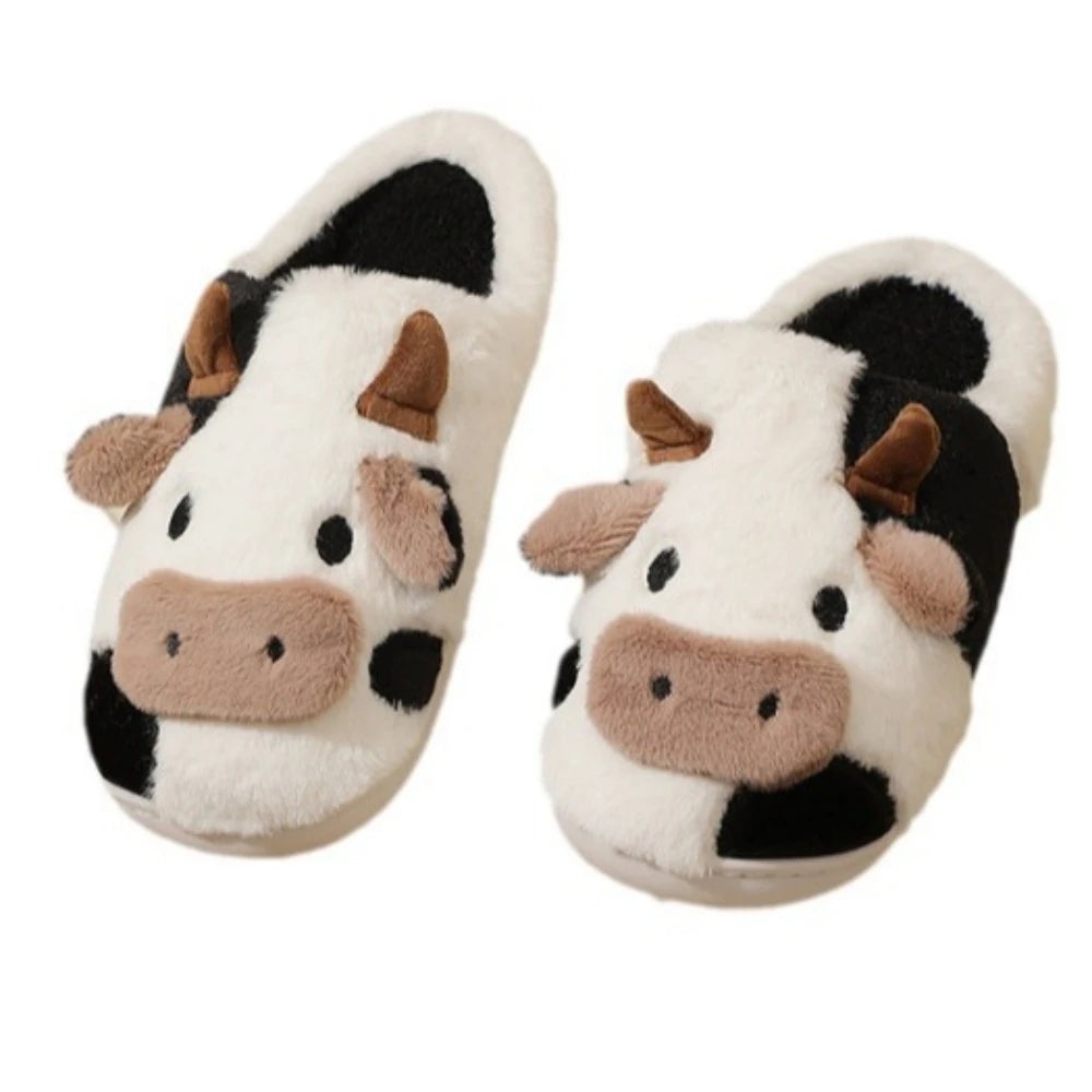 Cute Cow Plush Slippers – Warm & Comfy